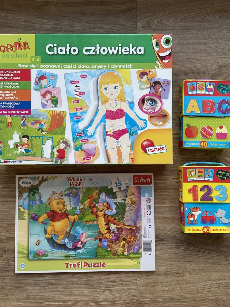 Puzzle nowe, karty edukacyjne uzywane stan idealny. 3+