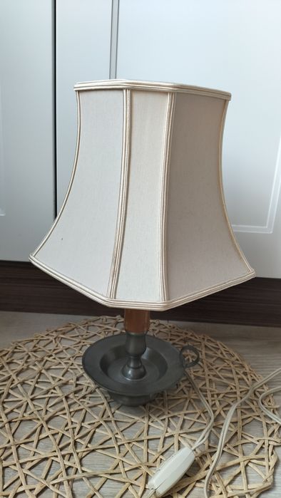 Vintage lampka nocna handmade cynowy kaganek