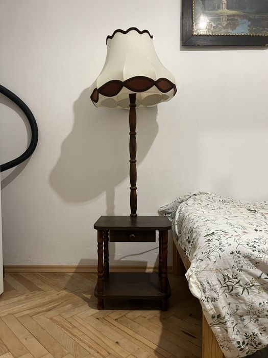Stolik szafka nocna z lampką prl vintage
