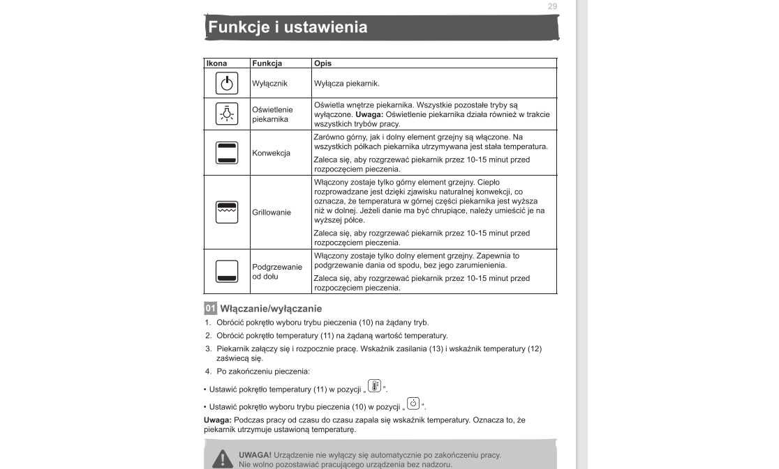 Piekarnik do zabudowy statyczny 4-funkcyjny satyna/czarny