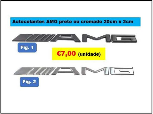 Autocolante AMG 20cmx2cm preto ou cromado Mercedes