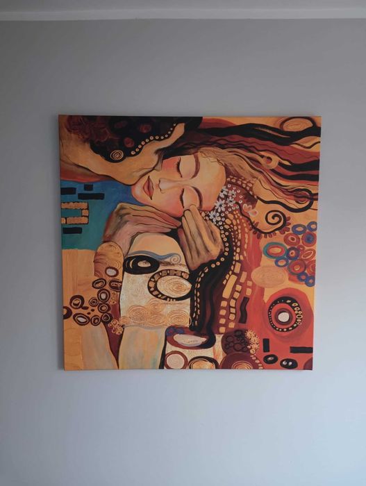 Obraz płótno reprodukcja Klimta "Pocałunek Miłości"