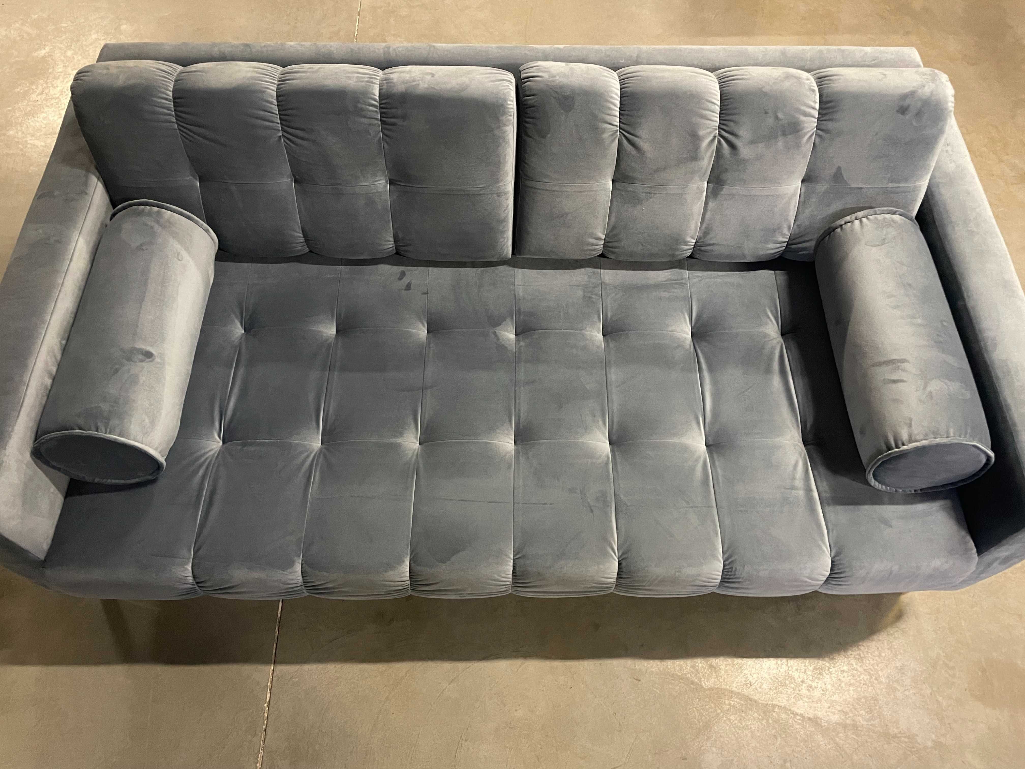 Sofa aksamitna 3-osobowa BALI jasnoniebieski - poekspozycyjna