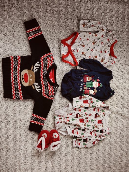 Komplet sweter body buty świąteczne