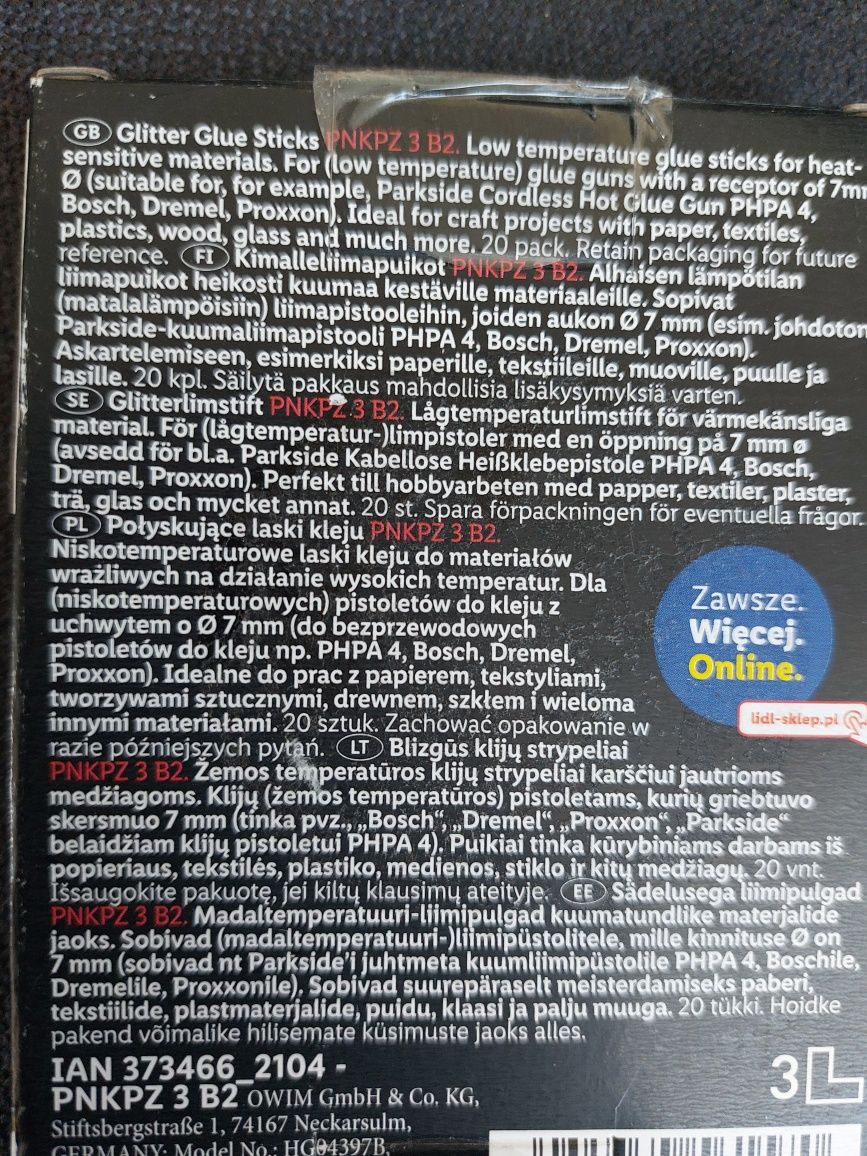 Brokatowe laski kleju do pistoletu na gorąco