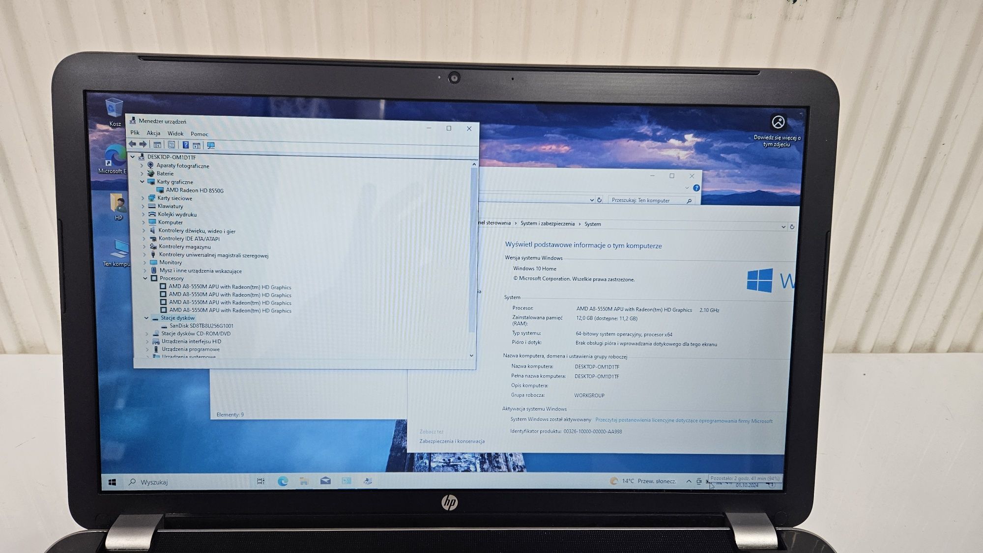 Duży HP Pavilion 17 17,3/A8-5500M/12GB/256SSD/WIN10