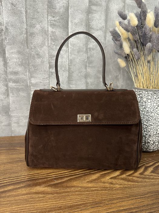 Безкоштовна доставка! Сумка коричнева комбінована  шкіра із замшею