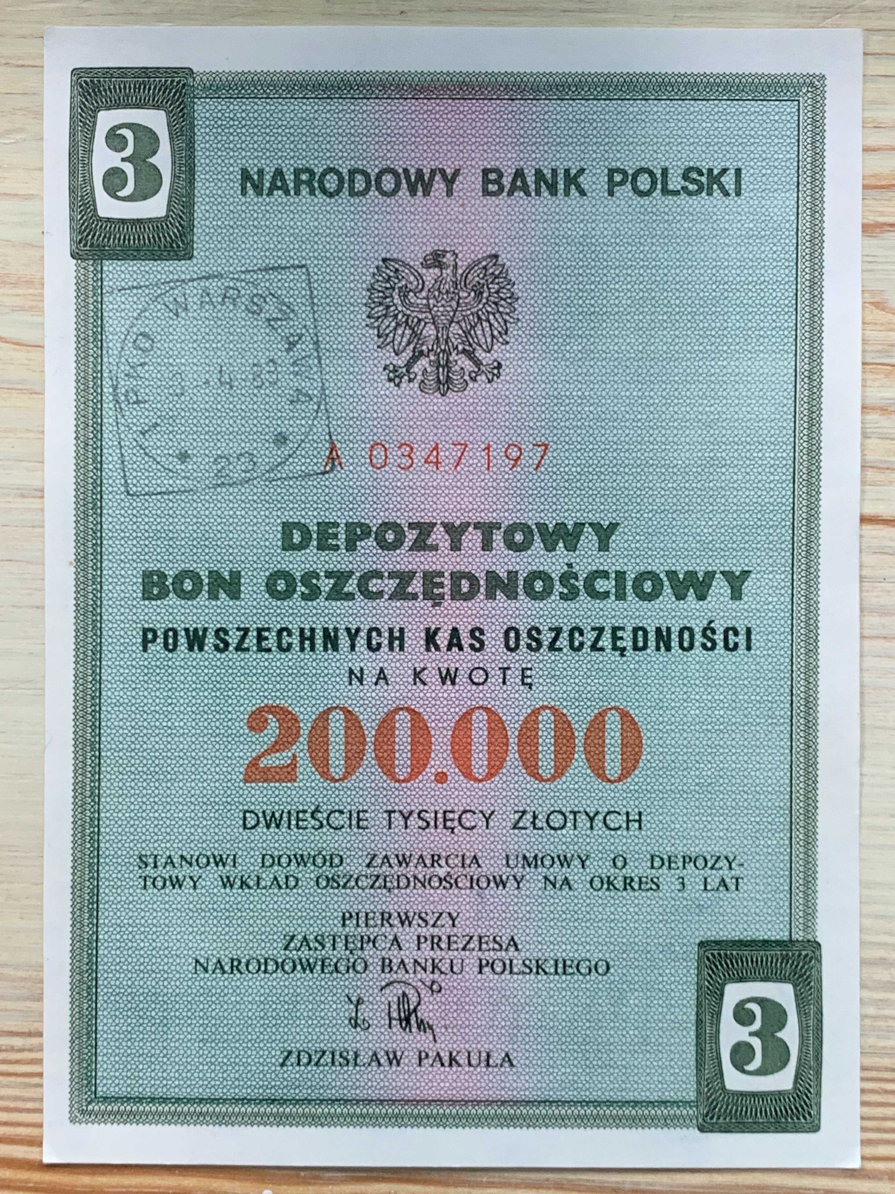 Depozytowy Bon oszczędnościowy PKO - 200 000 zł