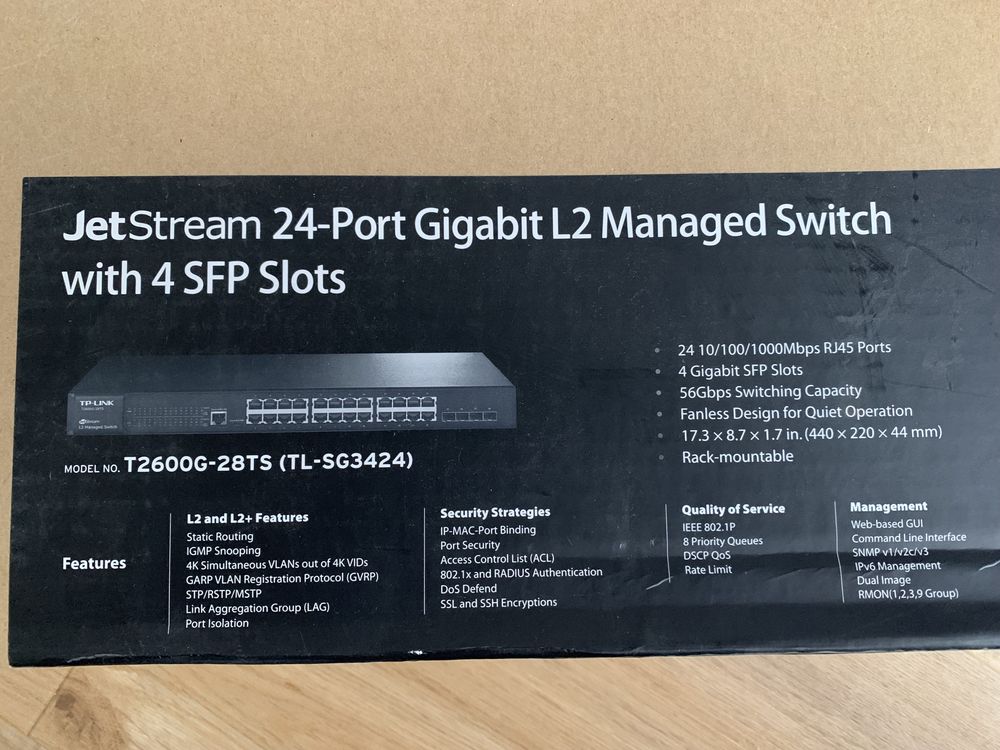Switch TP-Link T2600G-28TS 24xGigabit L2 4xGb SFP 54Gbps 1000Mbps