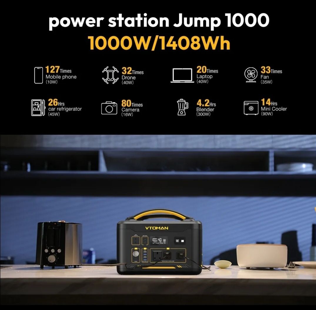 В наявності! VTOMAN Jump 1000 1408Wh Портативна зарядна станція!