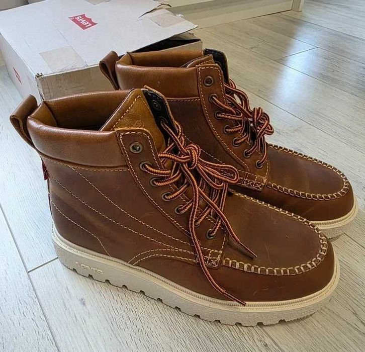 Levi's ABNER - Botki skórzane sznurowane trapery buty na zimę 42 27 cm