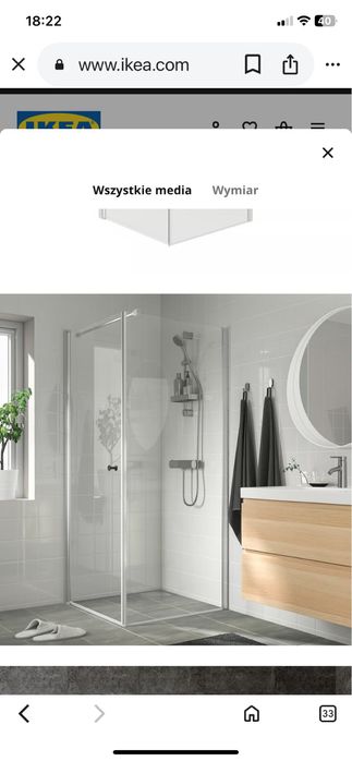 Kabina prysznicowa narożna 90/90 Ikea