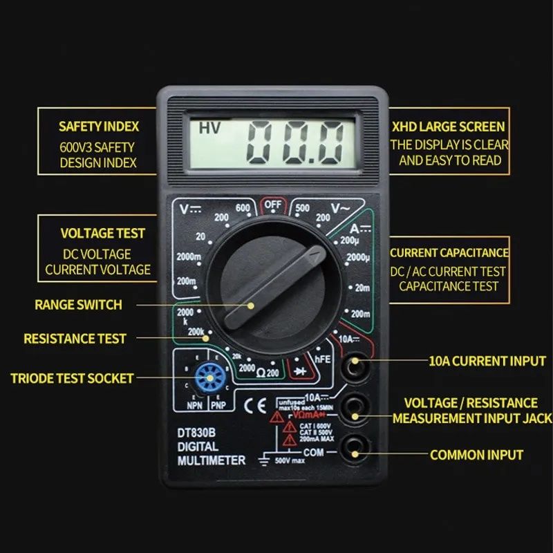 Цифровой мультиметр DT-830В/ Универсальный вольтметр