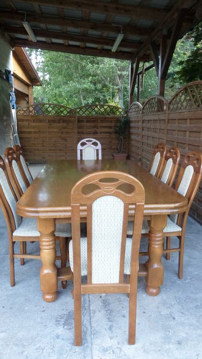 piękny duży masywny dębowy stół 12 krzeseł stan bdb wysyłka dowóz