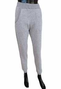 spodnie dresowe z wysokim stanem joggery szare grey L