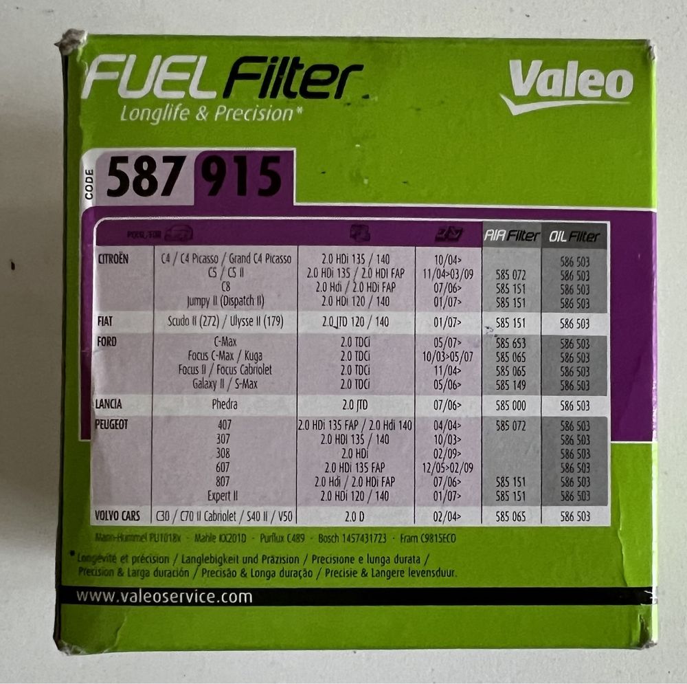 Nowy filtr paliwa Valeo 587 915