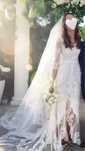 Pronovias Yaella klasyczna suknia ślubna z welonem koronka