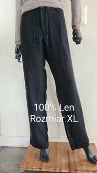 Spodnie 100% Len lniane czarne. Rozmiar XL