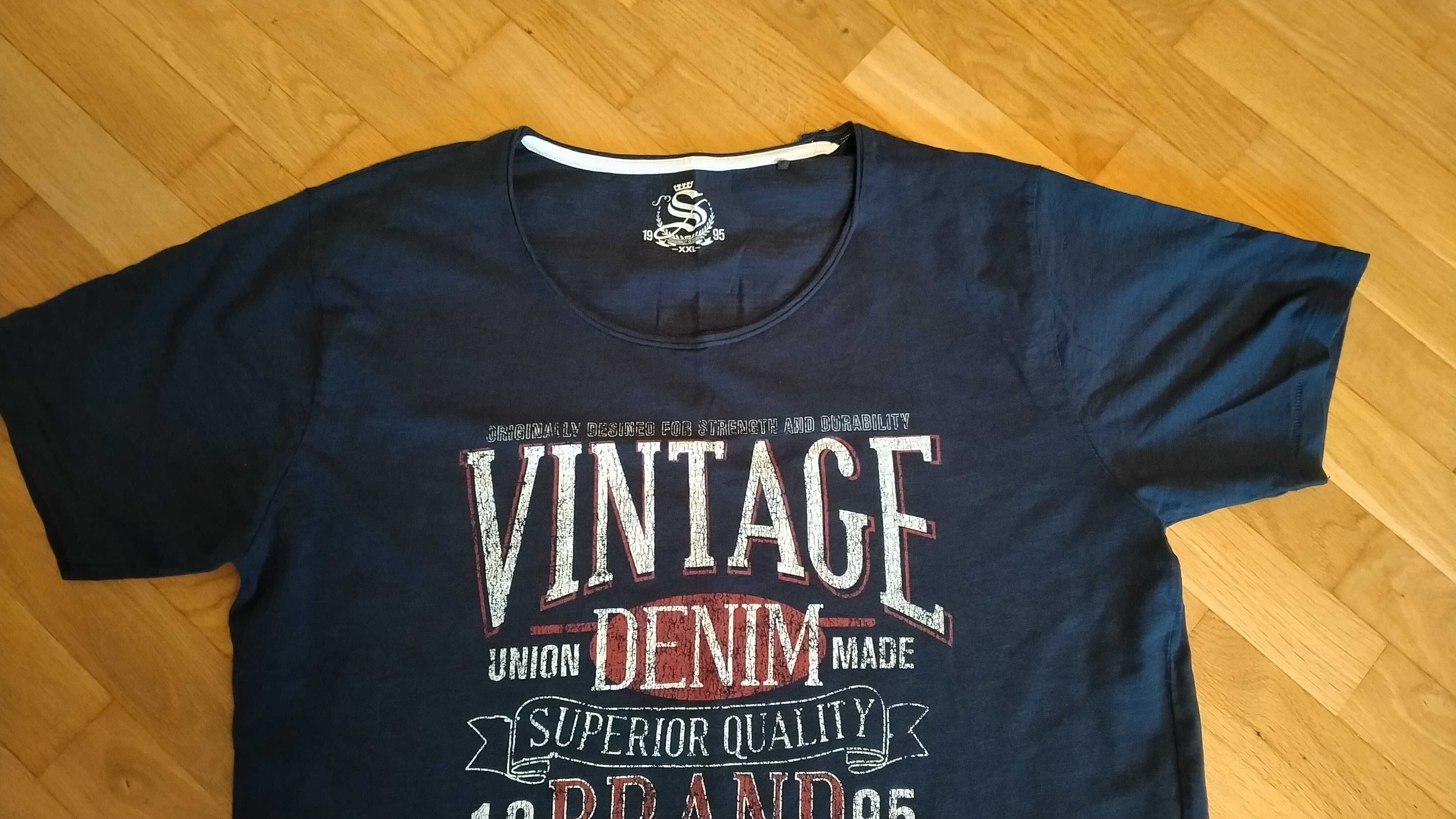 Męska koszulka, tshirt granatowy, granatowa, Vintage, Polecam