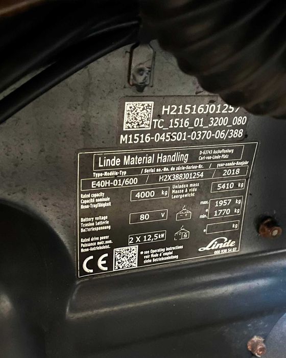 Empilhador elétrico Linde - 4000 kg - 2018