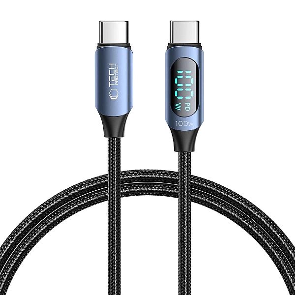 Kabel Tech-Protect UltraBoost z wyświetlaczem LED USB-C / USB-C PD 100