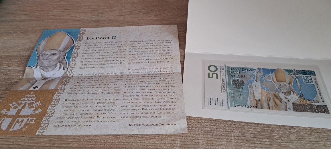 Banknot Kolekcjonerski 50 zł Jan Paweł II 2006 rok plus folder