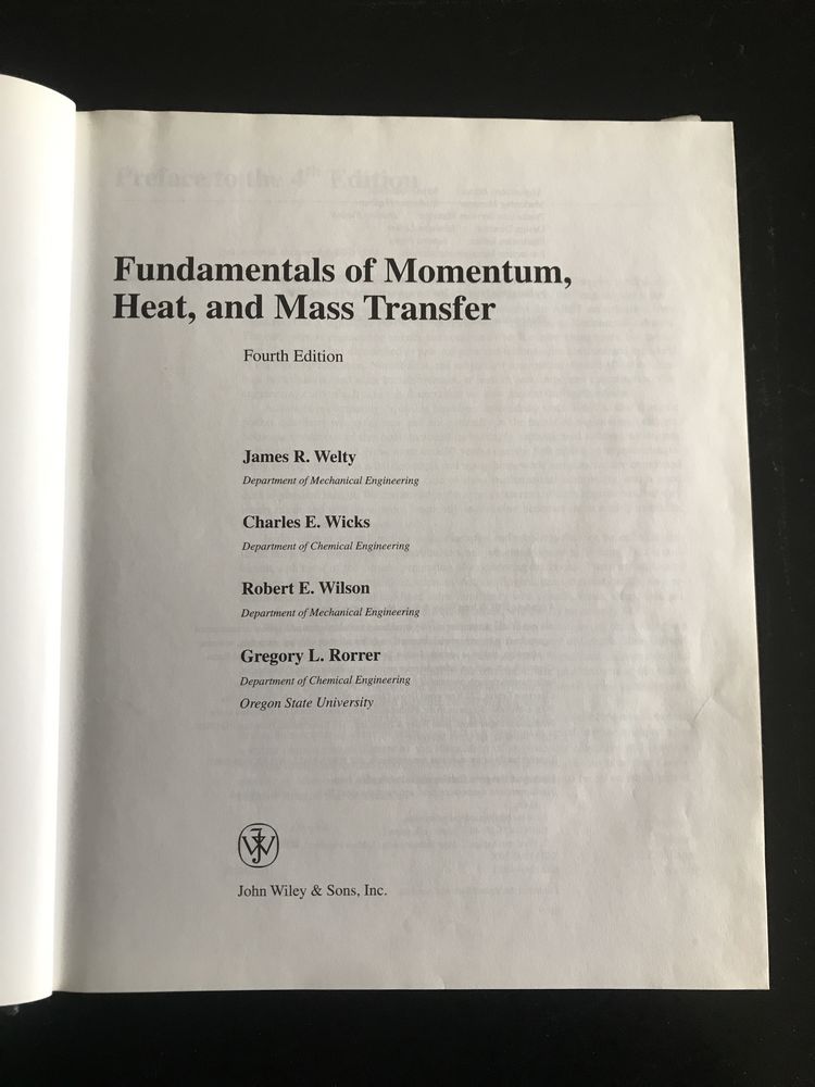 Fundamentals of Momentum Heat and Mass Transfer 4thEdition