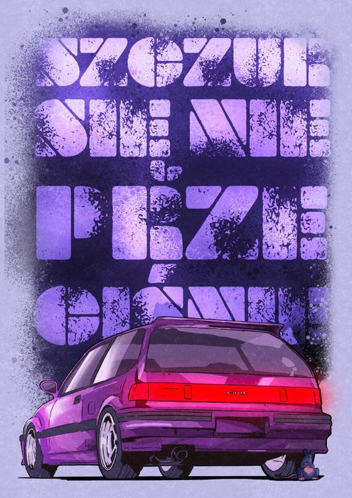 autorski plakat Honda Civic "Sczur się nie przeciśnie" - drezeladesign
