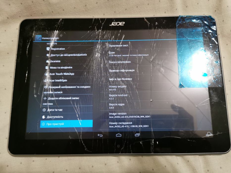 Планшет Acer a3-a10 на деталі, відновлення