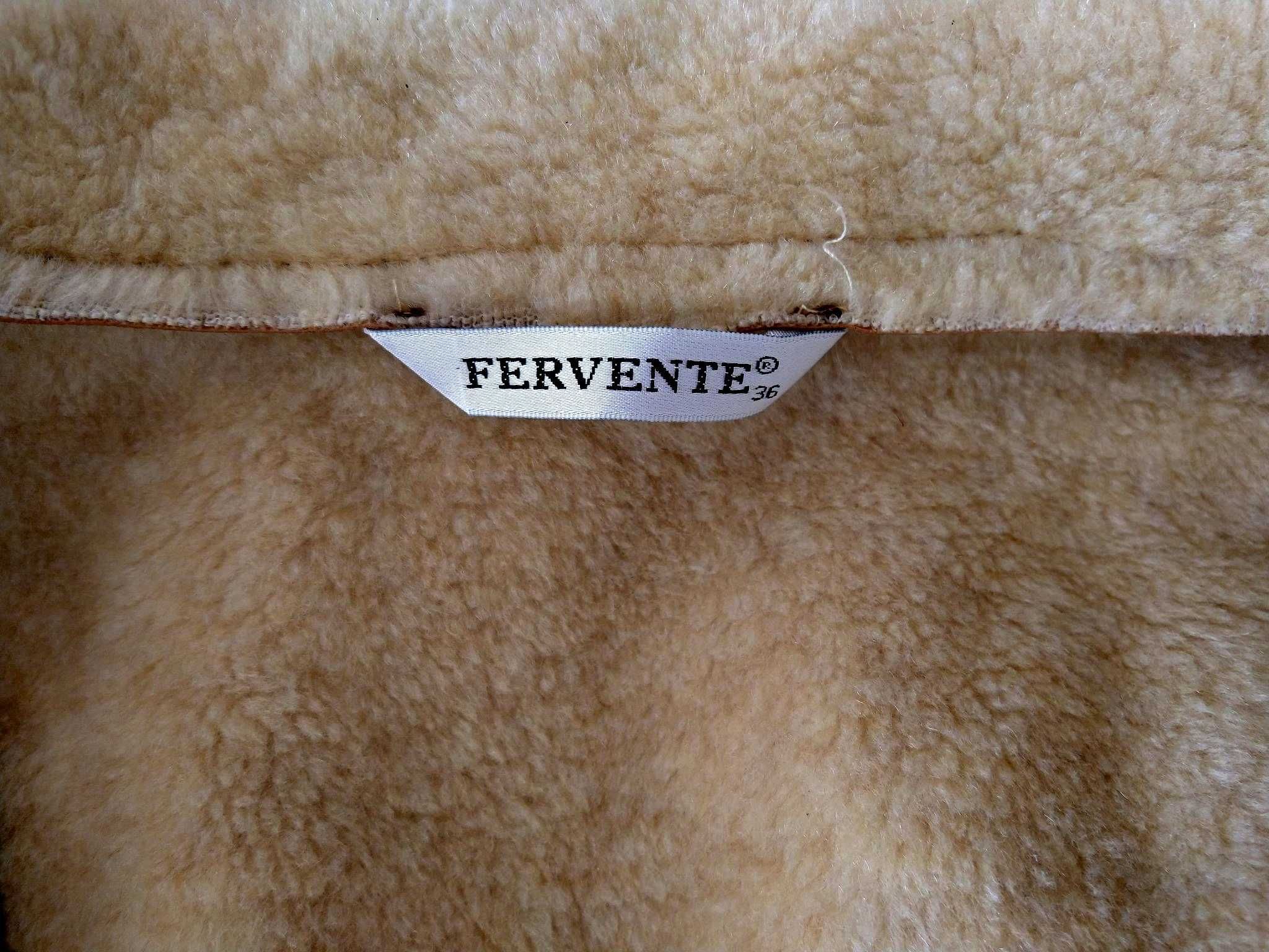 Kożuch kożuszek brązowy beżowy śmietanka kurtka Fervente 36/S z Grecji