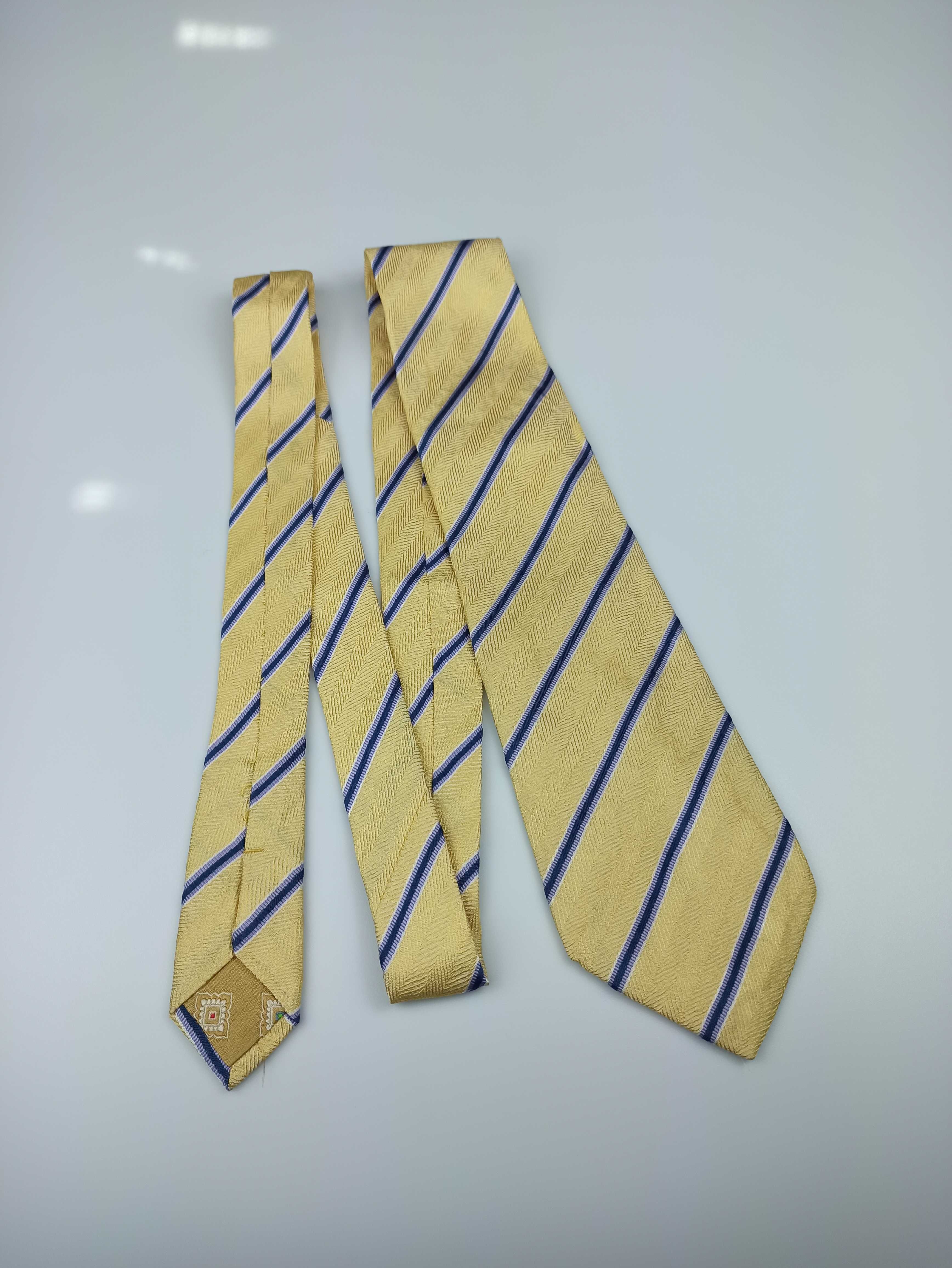 Carnaval De Venise żółty jedwabny krawat w paski fa22