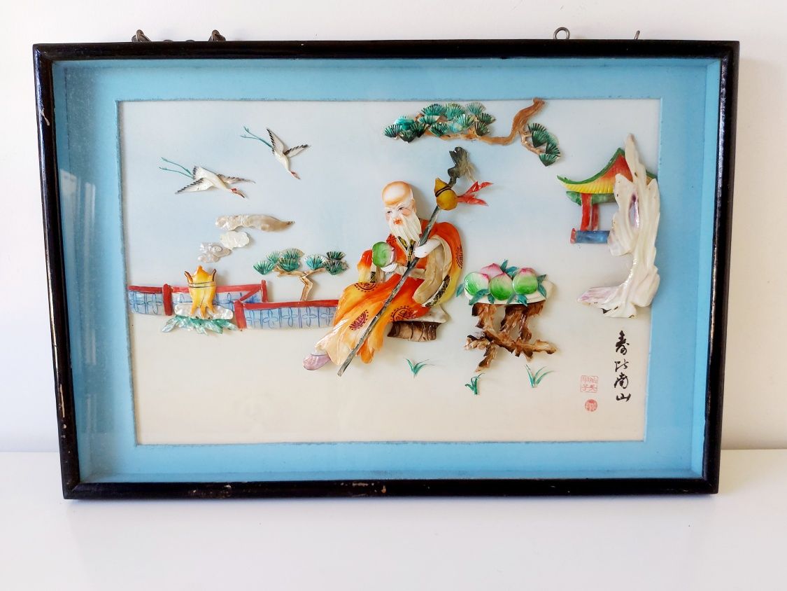 Quadro chinês com trabalho em Madrepérola