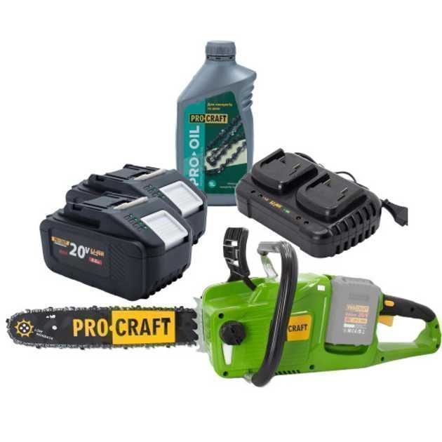 Акумуляторна ланцюгова пилка Procraft PCA40/2  2ШТ АК  2 Зарядне  Олія