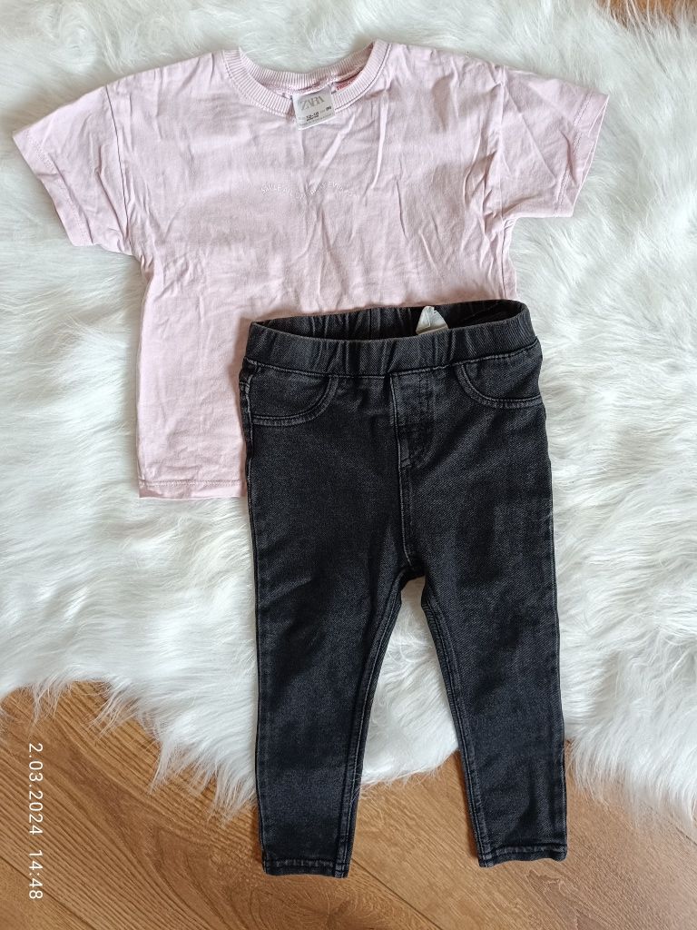 Zestaw koszulka Zara t-shirt jeansy H&M