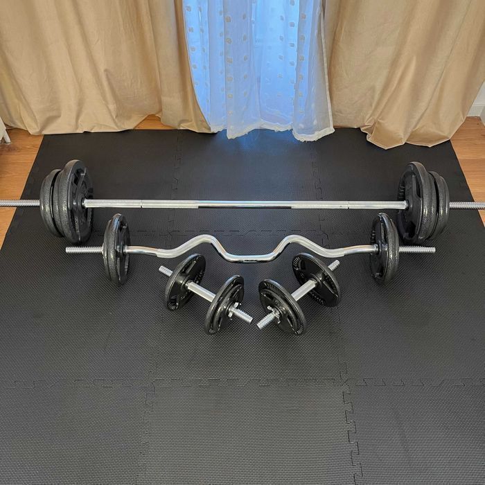 Zestaw Obciążeń Żeliwnych 93 kg Siłownia Hantle Sztanga Ciężary Żeliwo