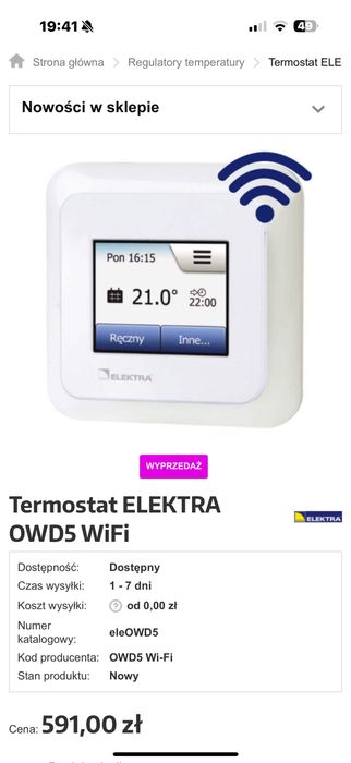Termostat elektra WiFi 4 sztuki