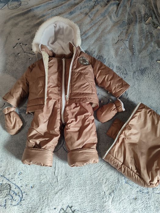 Теплий зимовий комбінезон-трансформер на овчині від 0 до 1.5 роки