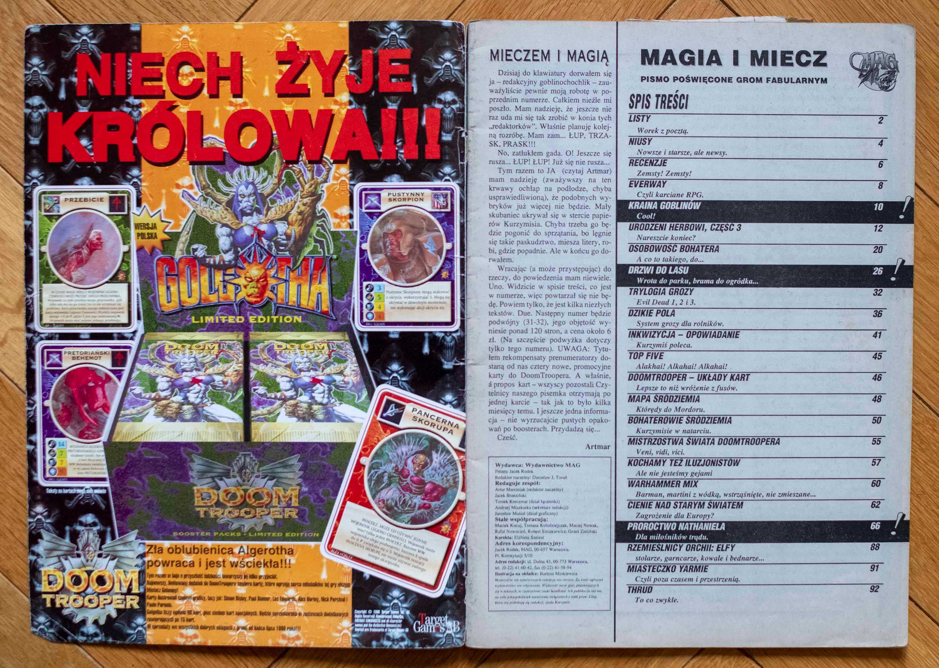 Czasopismo Magia i miecz magazyn gier fabularnych 6/96 fantastyka RPG
