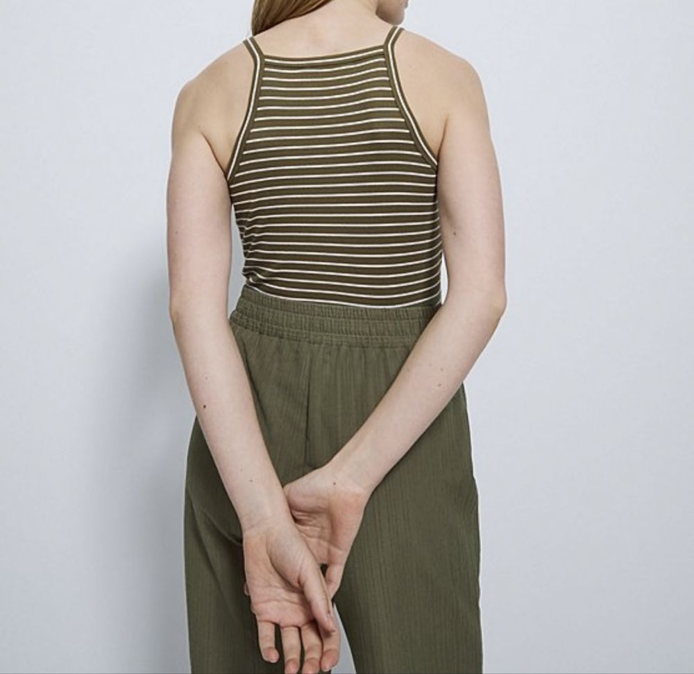 22 50 George koszulka na ramiączkach bawełna prążkowana top khaki duży