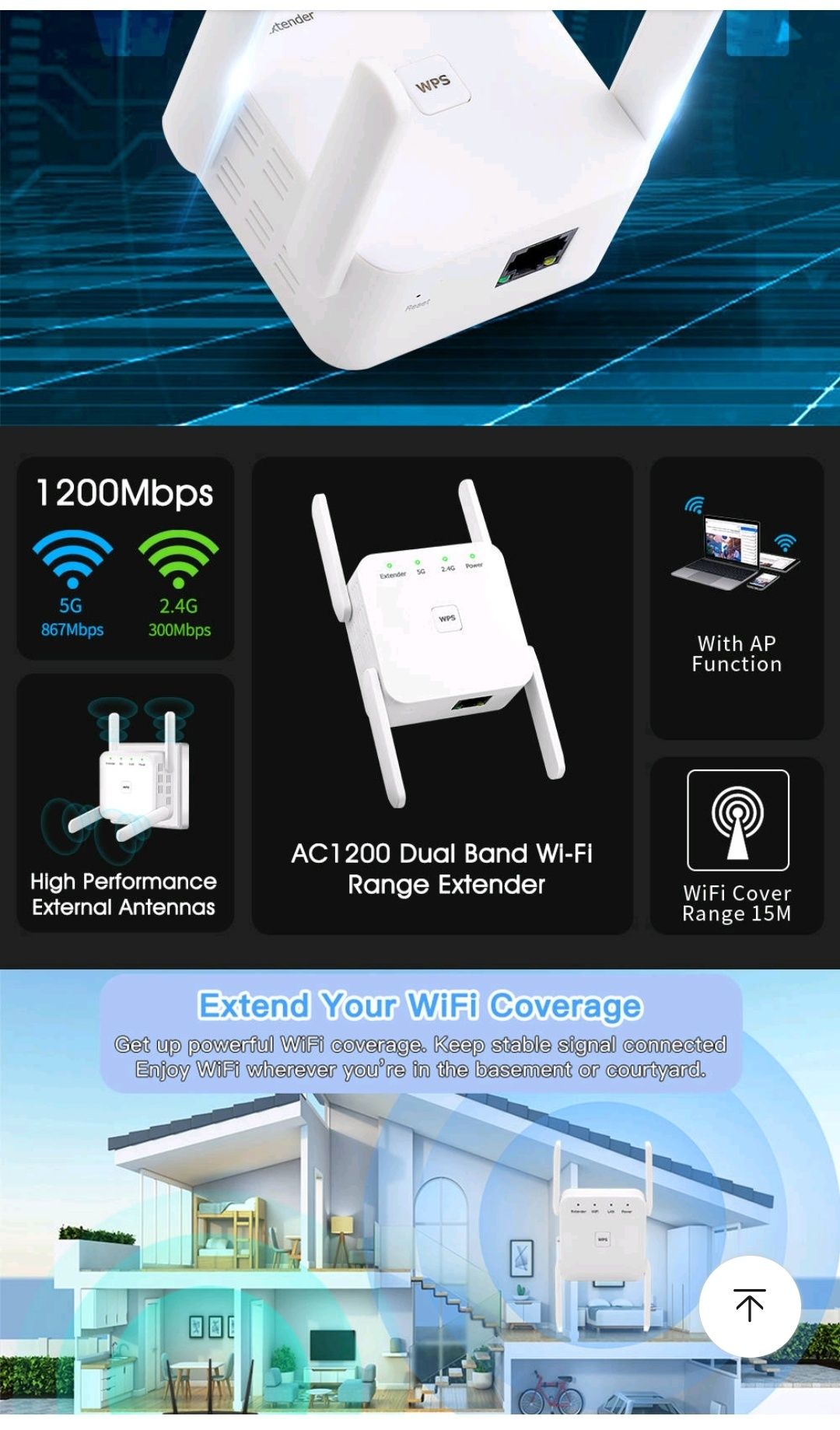 Wi-fi репитер 2,4/5 GHz Repeater ретранслятор усилитель сигнала