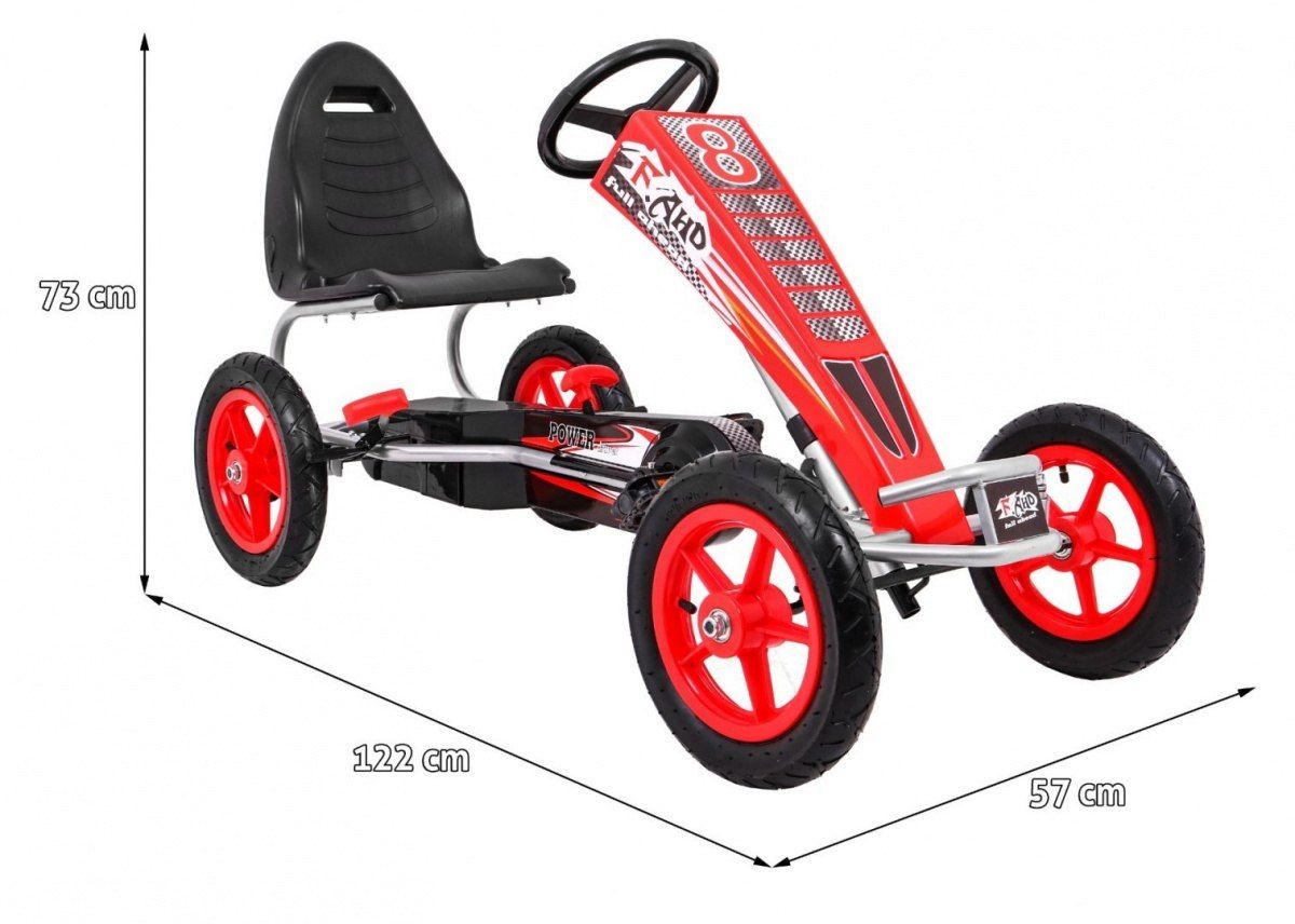 POMP. KOŁA 4-10 lat Gokart Na Pedały Full gokart na pedały +MAX 50KG