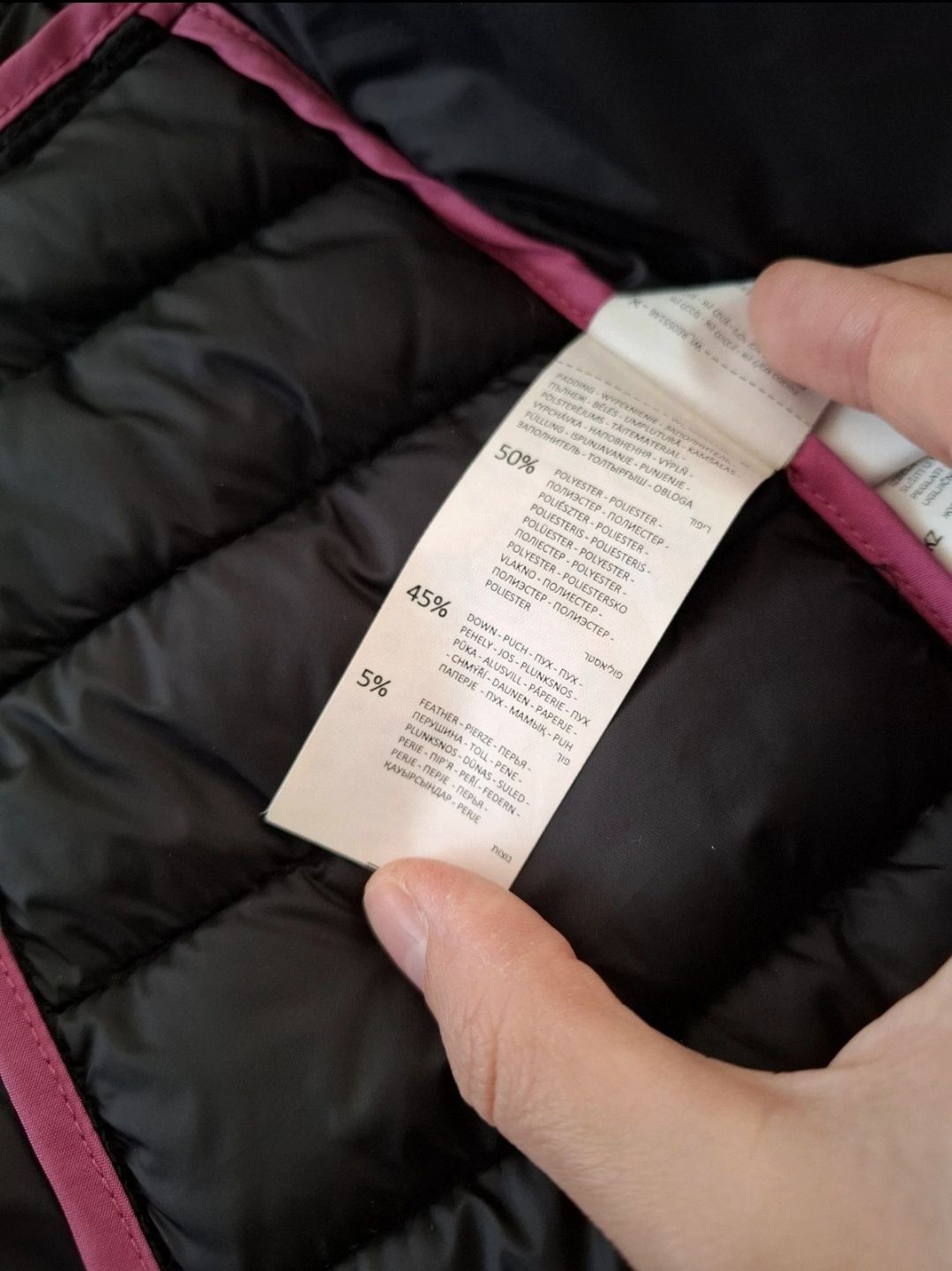 Czarna ciepła lekka puchowa kurtka pikowana down jacket S/36