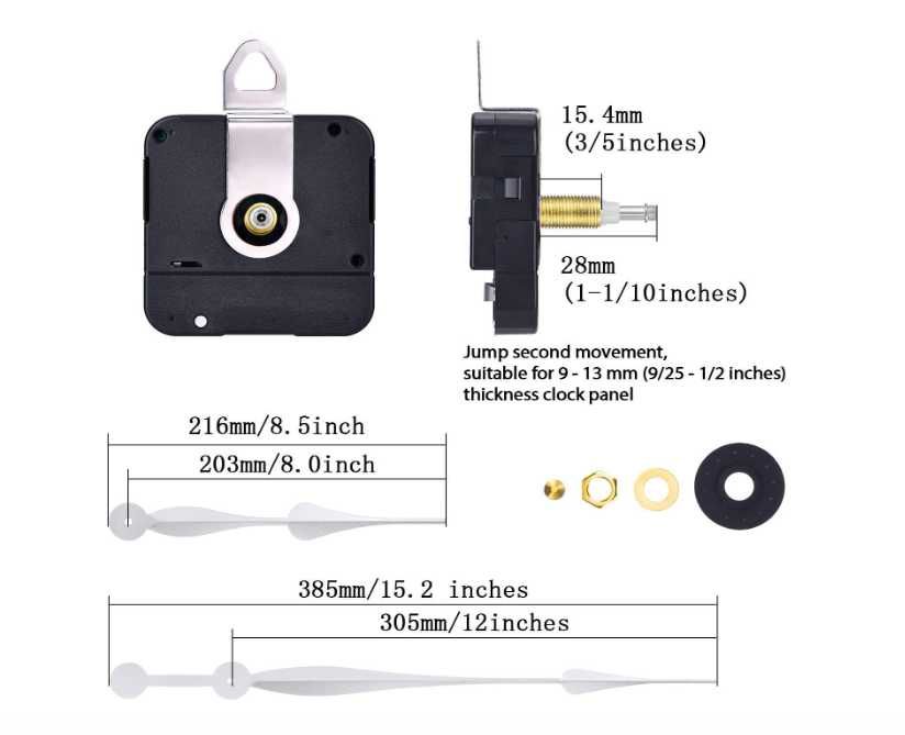 Mechanizm zegarowy Hicarer High silnik zamienny do zegara o dł 12cali