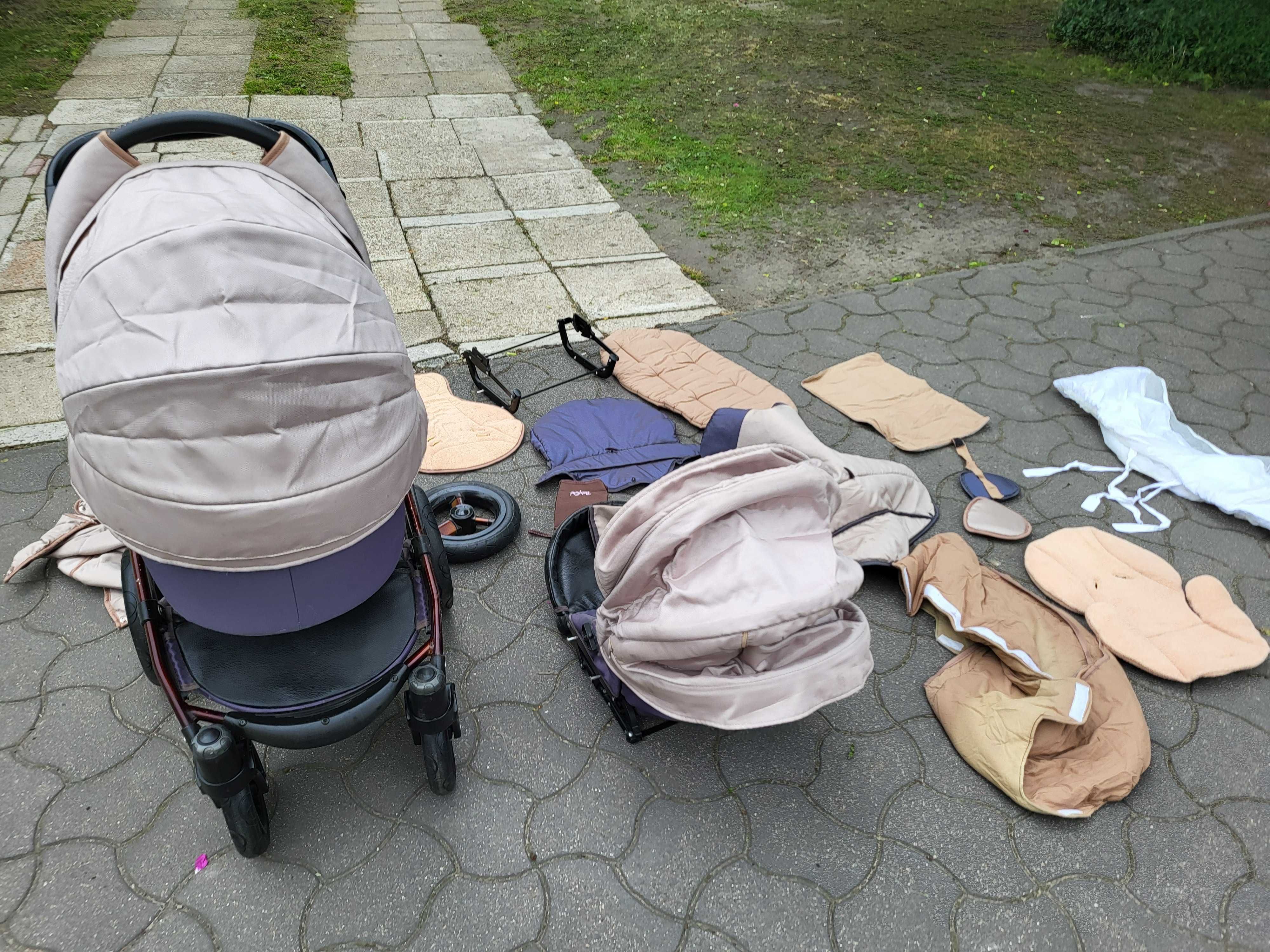 Wózek tako Laret Gray 3w1 gondola spacerówka pokrowce materac poduszki