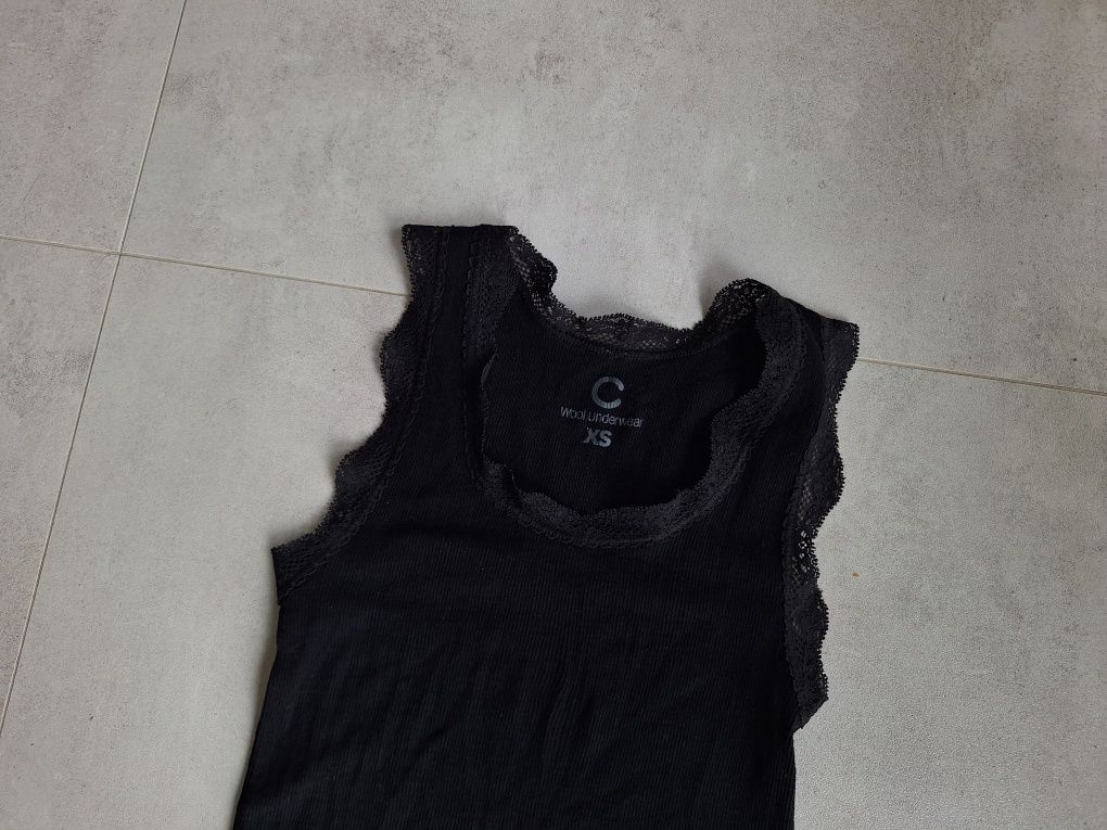 Koszulka na ramiączka top termiczny Cubus merino wool wełna silk jedwa