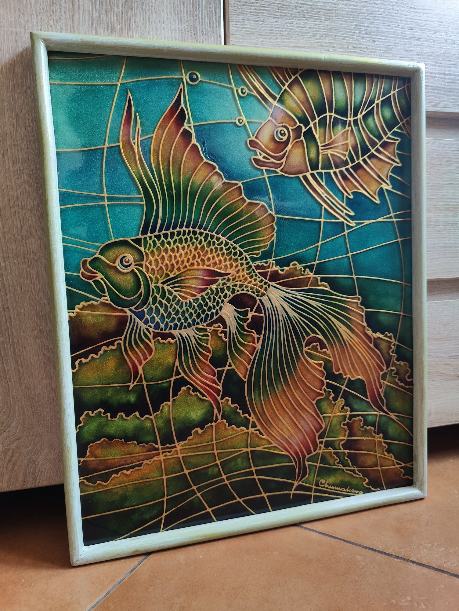 Obraz w ramce 42x52 cm / witrazowy.