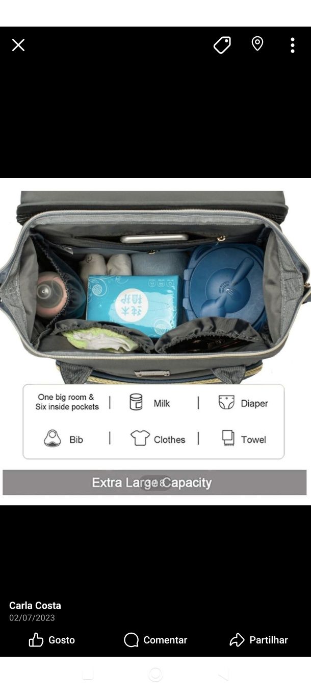 Mochila maternidade com cama