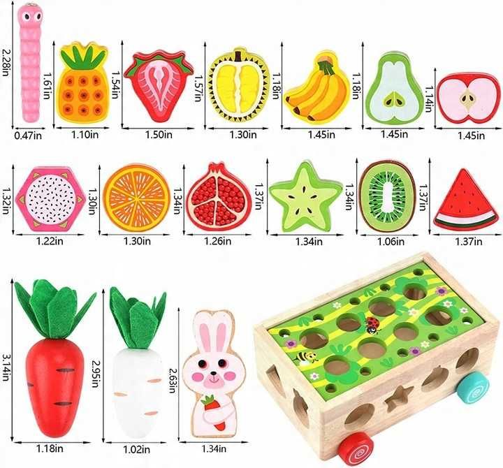 Układanka Montessori Sorter Klocków Złap Robaczka Marchewki C453