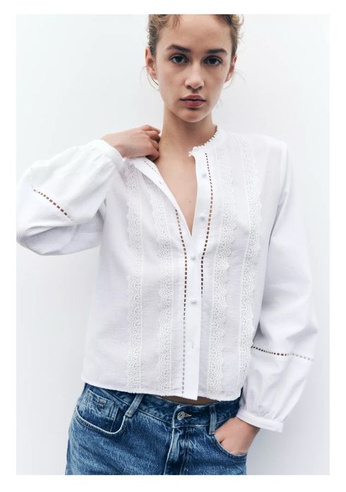 Сорочка блуза з мереживом Zara