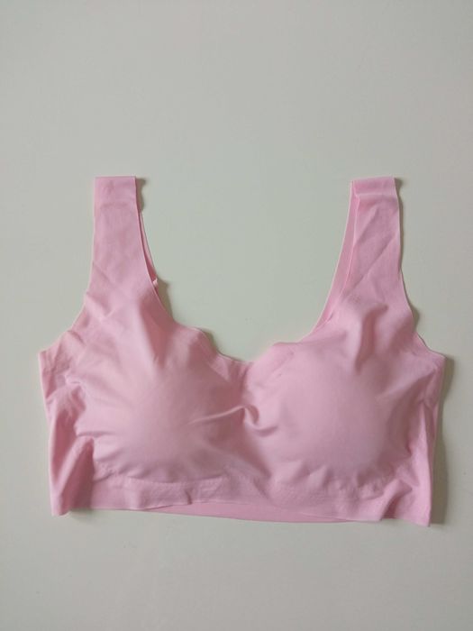 Nowy bezszwowy sportowy biustonosz blady róż r 2XL